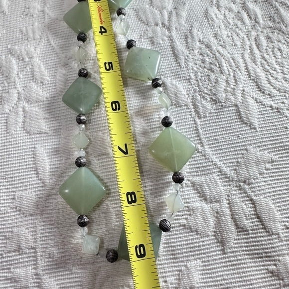 Elegant Green Serpentine and Quartz Natural Gemstones Stone Necklace 4018 P - Picture 3 of 9